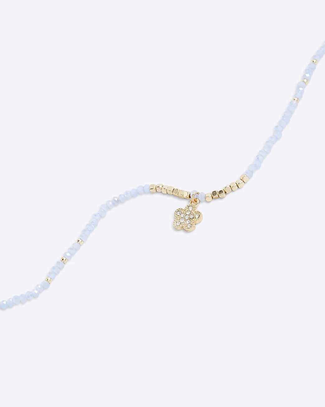 Blue March Birthstone Beaded Necklace