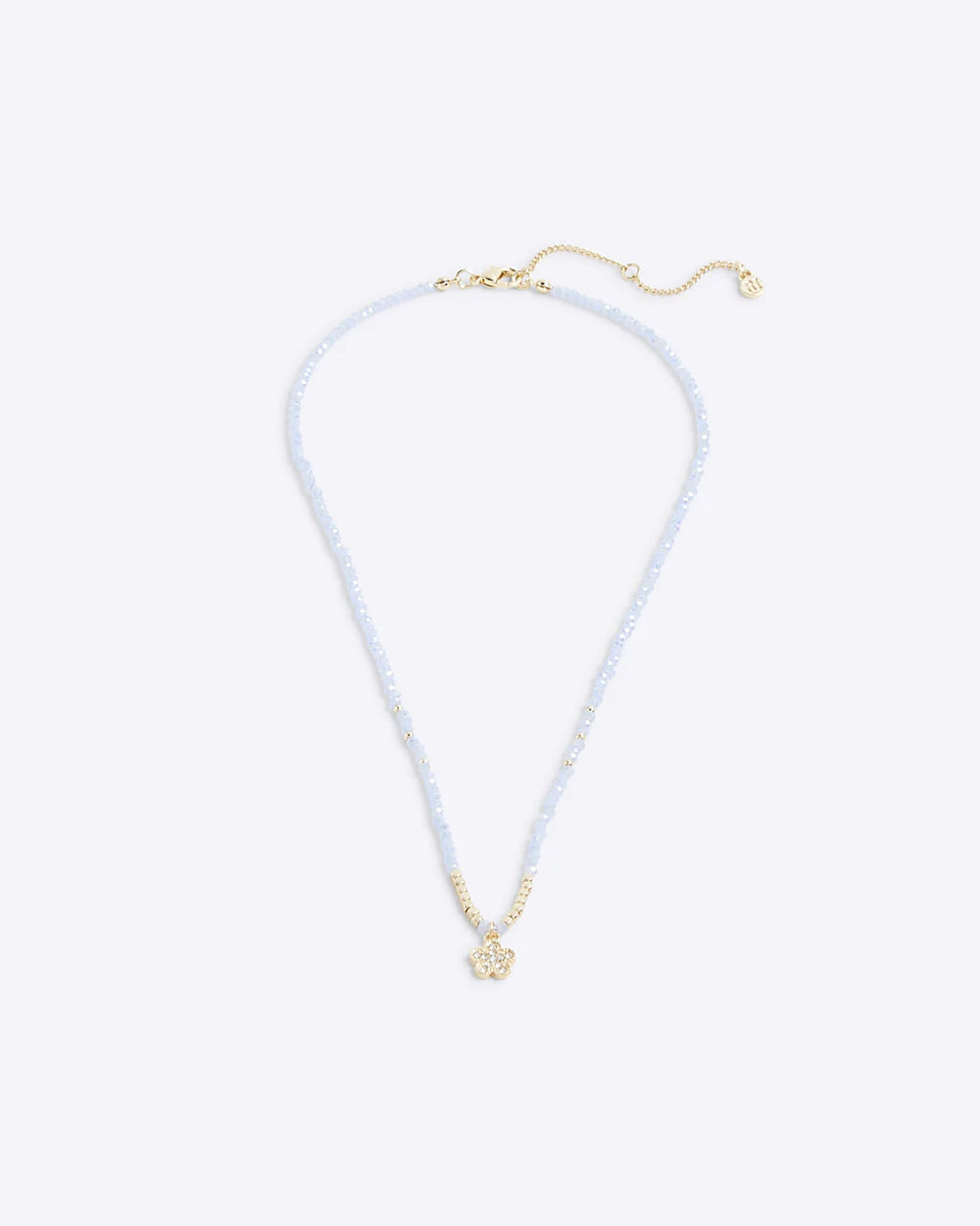 Blue March Birthstone Beaded Necklace