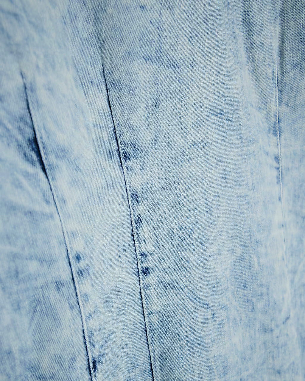 Blue Denim Long Sleeve Acid Wash Midi Dress