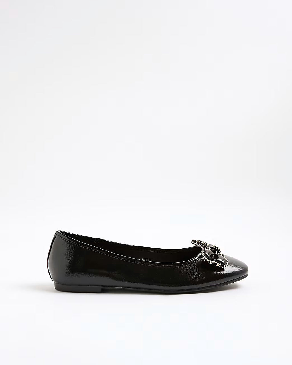 Black Wide Fit Chain Bow Ballet Pumps