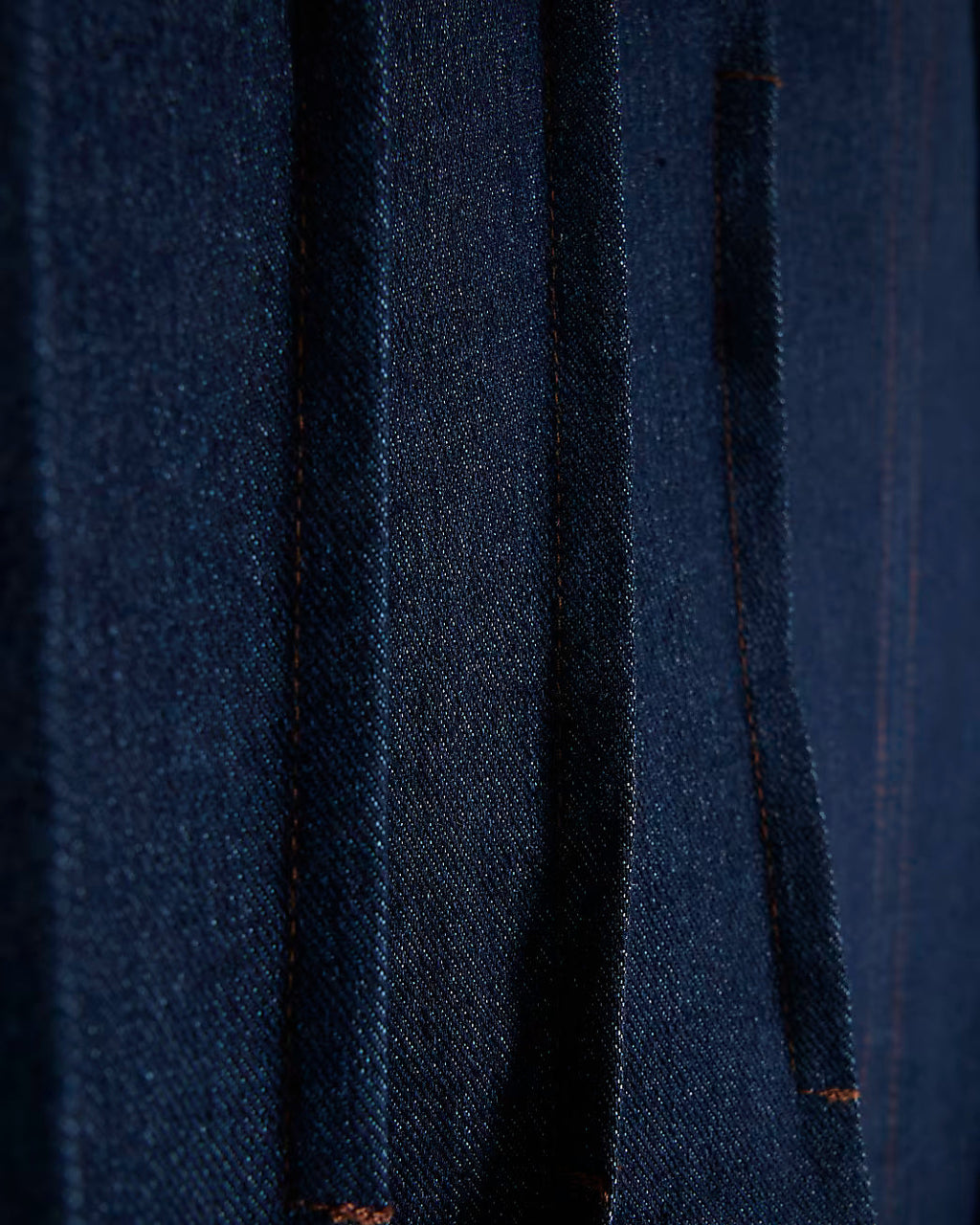 Blue Denim Pintuck Stretch Denim Midi Dress