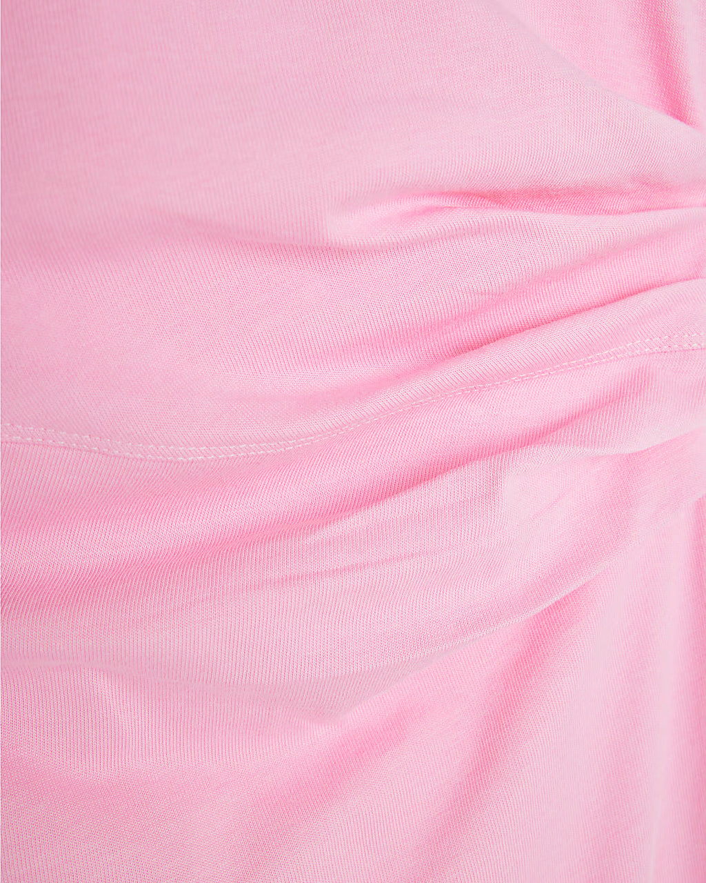 Pink Short Sleeve Drape Side Midi Dress