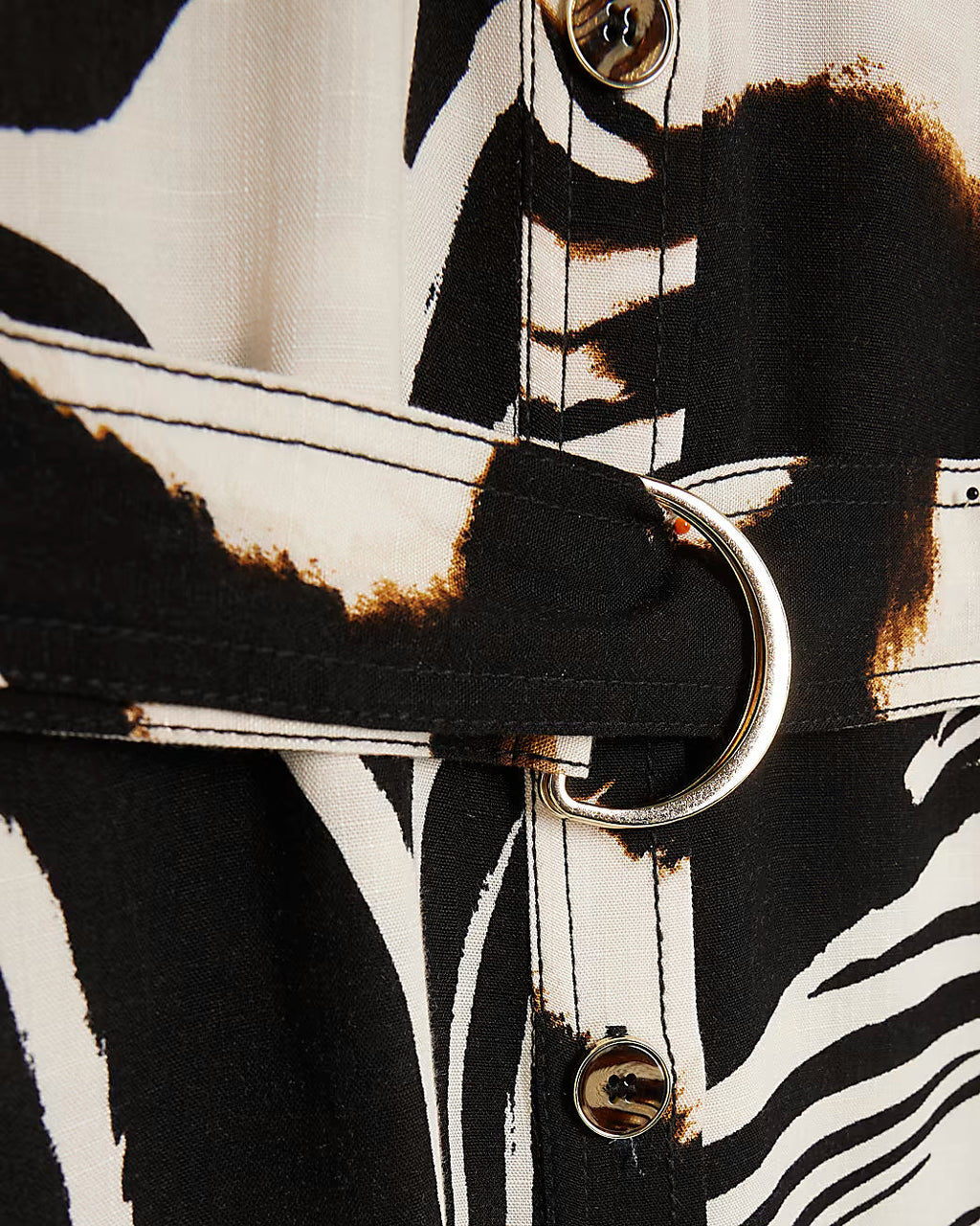 Black Zebra Print Midi Shirt Dress