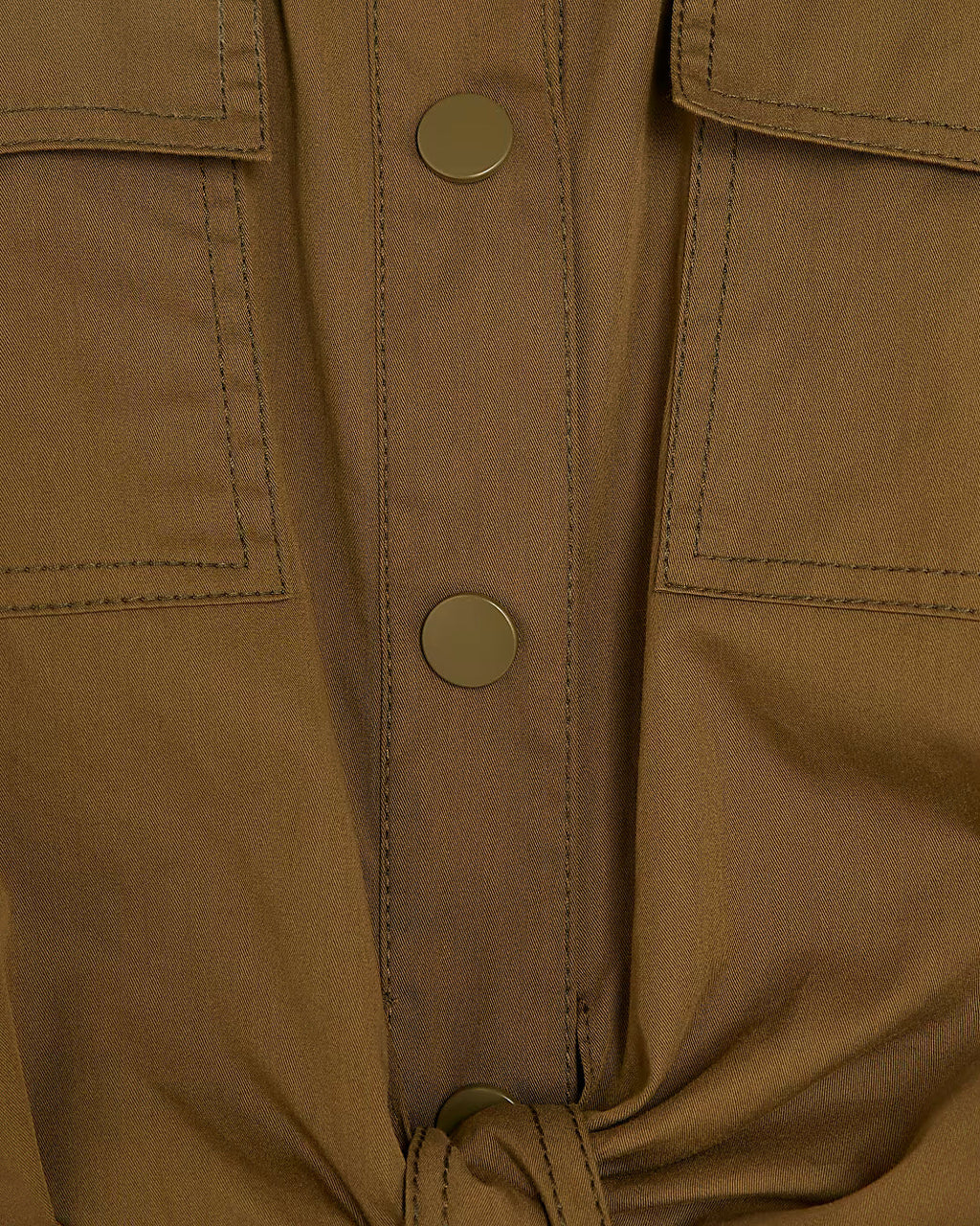 Khaki Utility Tie Front Midi Shirt Dress