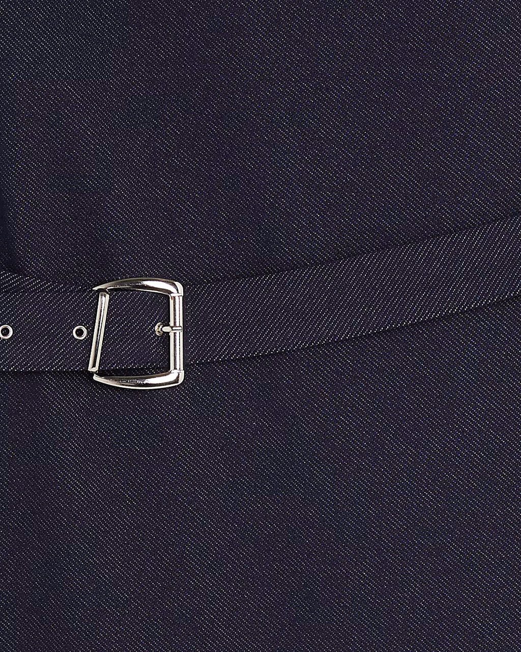 Blue Denim Twill Belted Midi Dress